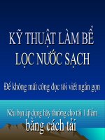 Kỷ Thuật Làm Bể Lọc Nước Siêu Sạch