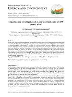 Experimental investigation of exergy destruction in a 8-kW power plant
