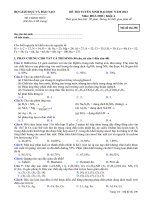 ĐỀ THI TUYỂN SINH ĐẠI HỌC NĂM 2012 Môn: HOÁ HỌC; Khối A mã đề  296 