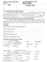 Bai kiem tra 45'''' Anh 6 (Bài số 1)