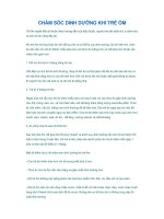 CHĂM SÓC DINH DƯỠNG KHI TRẺ ỐM