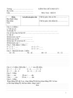 Đề Kiểm tra giữa kỳ I_Toán lớp 2_B