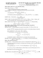 Đề và đáp án thi thử ĐH Khối A của trường THPT Bỉm Sơn cực hay