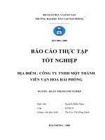 Báo cáo thực tập tốt nghiệp CÔNG TY TNHH một THÀNH VIÊN vạn HOA hải PHÒNG 