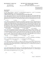 ĐỀ THI TUYỂN SINH ĐẠI HỌC NĂM 2011 Môn: VẬT LÍ; Khối A mã đề 936 