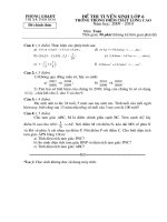 De thi tuyen sinh lop 6 CLC thị xã Thái Hòa