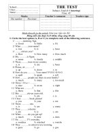 Đề kiểm tra Anh văn 6 (Đạt hậu giang)