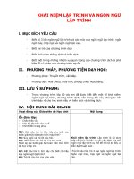 KHÁI NIỆM LẬP TRÌNH VÀ NGÔN NGỮ LẬP TRÌNH