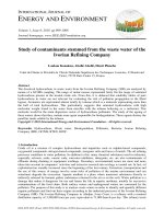 Study of contaminants stemmed from the waste water of the Ivorian Refining Company