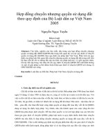 Hợp đồng chuyển nhượng quyền sử dụng đất  theo quy định của Bộ Luật dân sự Việt Nam  2005