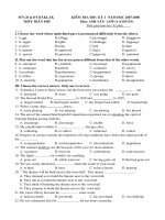 ĐỀ THI HỌC KỲ I LỚP 11 ( CB) HAY