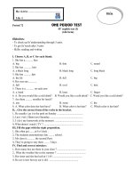 Đề kiểm tra 1T Anh 6(tiết 72)