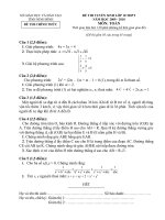 Đề thi tuyển sinh lớp 10 THPT  môn Toán tỉnh Ninh Bình năm học 2009-2010