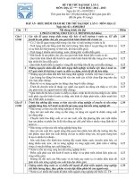 ĐÁP ÁN - BIỂU ĐIỂM CHẤM ĐỀ THI THỬ ĐẠI HỌC LẦN I - MÔN: ĐỊA LÍ Ngày thi: 02 + 03/03/2013