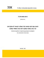 TCVN 9402 2012 Chỉ dẫn kỹ thuật công tác khảo sát địa chất công trình cho xây dựng vùng các tơ