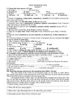 Đề KT HK I ANH VĂN 9 (nâng cao)