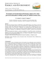 Economic-environmental performance indexes for solarpowered absorption cooling system in Mediterranean area