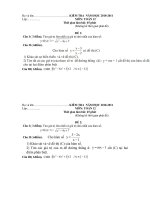 Hai đề kiểm tra giải tích 12 CB