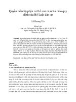 Quyền hiến bộ phận cơ thể của cá nhân theo quy  định của Bộ Luật dân sự