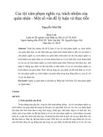 Các tội xâm phạm nghĩa vụ, trách nhiệm của  quân nhân - Một số vấn đề lý luận và thực tiễn