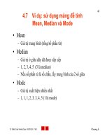 Dùng mảng tính Mean, Median và Mode