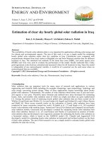 Estimation of clear sky hourly global solar radiation in Iraq