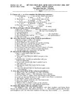 Đề chọn HSG anh văn 9 (06-07)