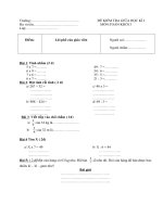 Đề Kiểm tra giữa kỳ I_Toán lớp 3_1a