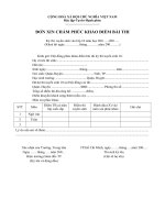 Đơn xin phúc khảo điểm bài thi