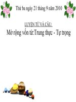 Mở rộng vốn từ: Trng thực- Tự trọng