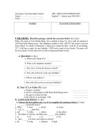 Đề kiểm tra 1 tiết anh văn 7