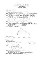Đề khảo sát chất lượng Toán 9 - hè 2009