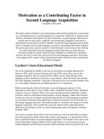 Motivation as a Contributing Factor in Second Language Acquisition