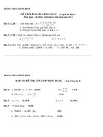 Đê-Đáp Án thi lên Lớp Môn Toán Lớp8 Lên Lớp 9