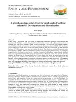 A greenhouse type solar dryer for small-scale dried food industries: Development and dissemination