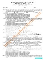 ĐỀ THI THỬ ĐẠI HỌC SỐ 7 NĂM 2012 MÔN VẬT LÝ KHỐI A, A1, V