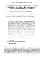 LAKE EUTROPHICATION MODEL BASED ON THE IMPACT OF THE ZOOPLANKTON COMMUNITY ON PHYTOPLANKTON SUCCESSION