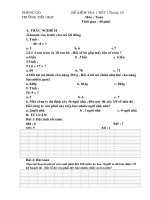 Đề & đáp án kiểm tra tháng 12 Toán  3