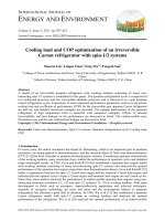 Cooling load and COP optimization of an irreversible Carnot refrigerator with spin-1/2 systems
