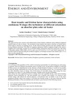 Heat transfer and friction factor characteristics using continuous M shape ribs turbulators at different orientation on absorber plate solar air heater