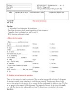 Đề thi HK II Anh 6 (tiết 105)