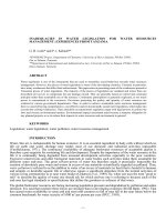 INADEQUACIES IN WATER LEGISLATION FOR WATER RESOURCES MANAGEMENT: EXPERIENCES FROM TANZANIA