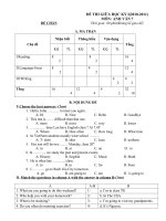 Đề kiểm tra giữa kỳ I_ Tiếng Anh 7 _Chẵn