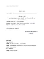 GIẤY MỜI HỘI THẢO KHOA HỌC VỀ ĐIỀU TRỊ TĂNG HUYẾT ÁP