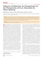 Inﬂuence of Plasmonic Au Nanoparticles onthe Photoactivity of Fe2O3Electrodes forWater Splitting