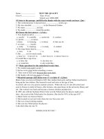 Đề KSCL Anh văn 8 - đáp án