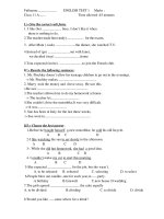 ENGLISH 11 TEST 1  ( 2 ĐỀ + Ô LÀM BÀI)