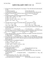 Kiểm tra kiến thức 10 + 11