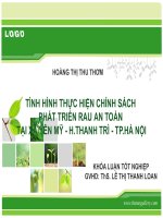 TÌNH HÌNH THỰC HIỆN CHÍNH SÁCH PHÁT TRIỂN RAU AN TOÀN TẠI XÃ YÊN MỸ - H.THANH TRÌ - TP.HÀ NỘI