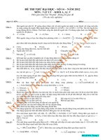 ĐỀ THI THỬ ĐẠI HỌC SỐ 14 NĂM 2012 MÔN VẬT LÝ KHỐI A, A1, V